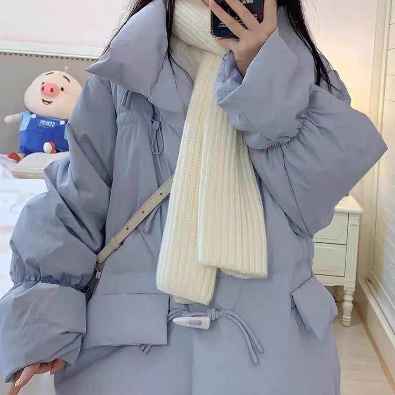 短款羽绒服女2024新款韩版宽松牛角扣棉衣面包服秋冬季厚外套女款