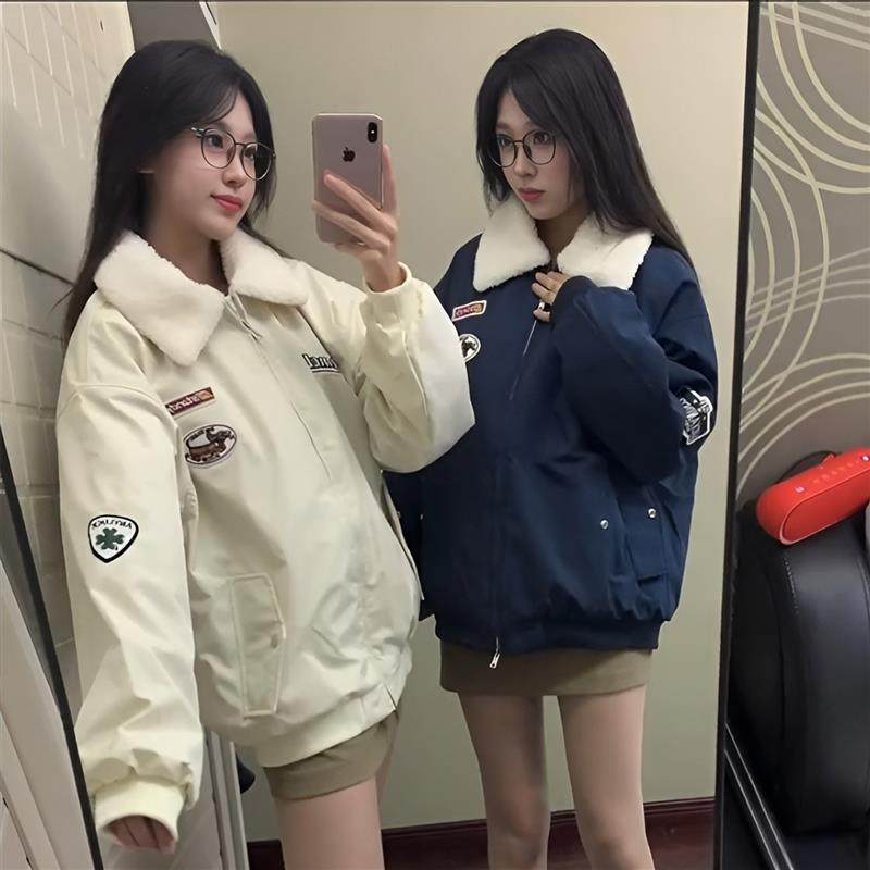 棉服女款2025新款美式棒球服夹克棉衣超好看夹棉外套冬季加厚棉袄