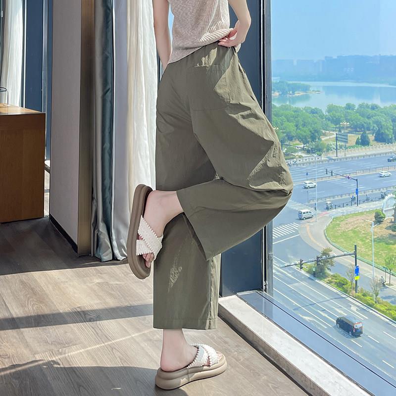 冰丝八分阔腿裤女夏季薄款小个子休闲九分速干运动山本直筒女裤子