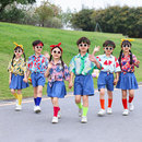 幼儿园花衬衫 复古港风六一儿童啦啦操团体演出服小学生运动会服装