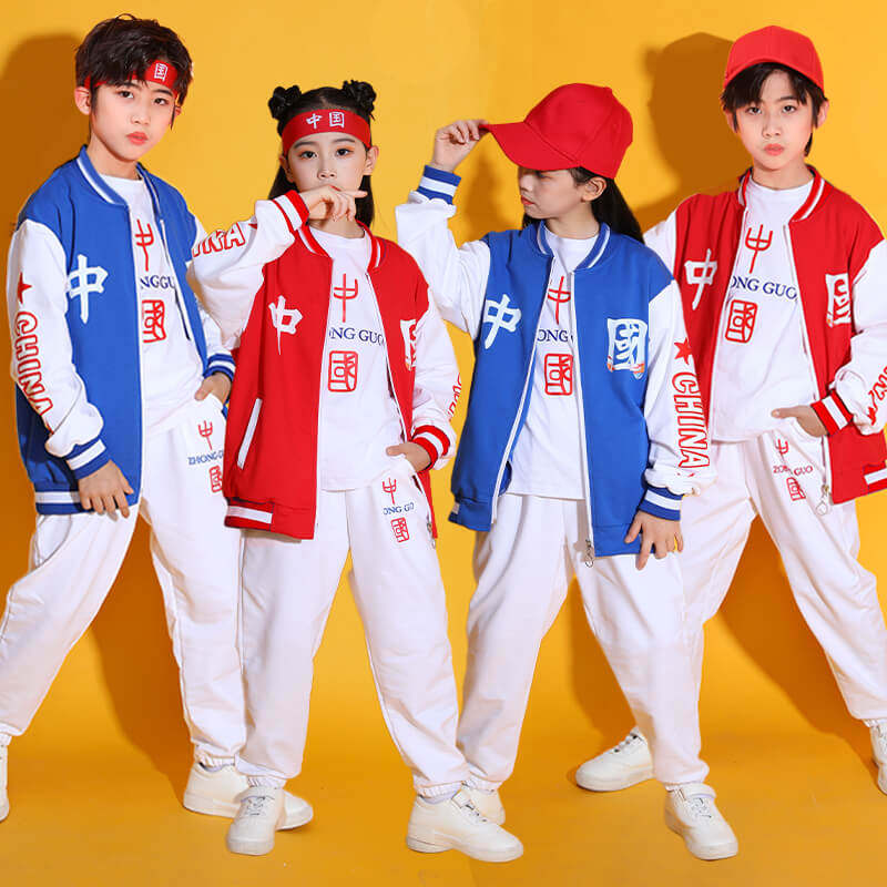 国庆演出服装儿童中小学生运动会秋冬班服幼儿园啦啦操纯棉爱国服