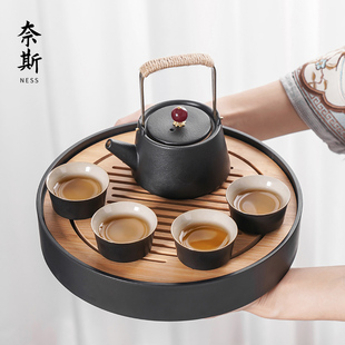 2024新款 小型茶盘简易陶瓷功夫泡茶壶喝茶杯 茶具套装 家用轻奢日式