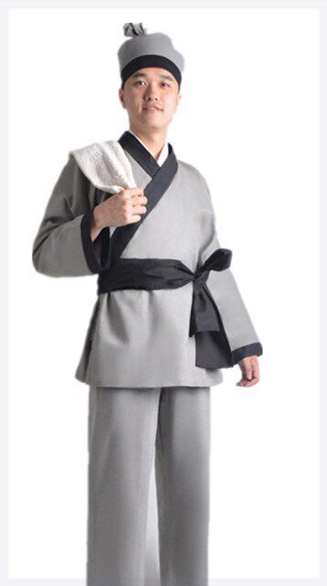 成人书童表演服店小二农民长工演出服装古代家丁管家古装汉服