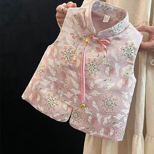 女童新中式国风马甲2025新款儿童唐装背心坎肩中大童马夹外套上衣