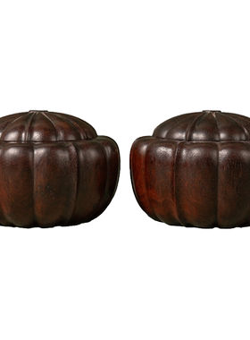 紫檀一木整挖瓜棱形围棋盒