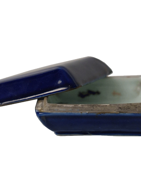 清代霁蓝釉方形印泥盒