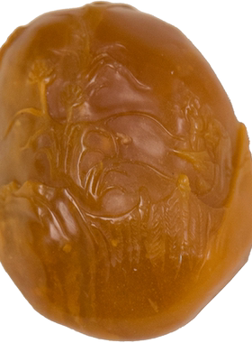 清代田黄石雕兰花把件