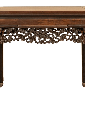 红木透雕灵芝纹八仙桌