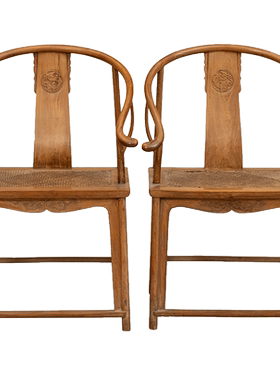 清代红木螭龙纹圈椅（一对）