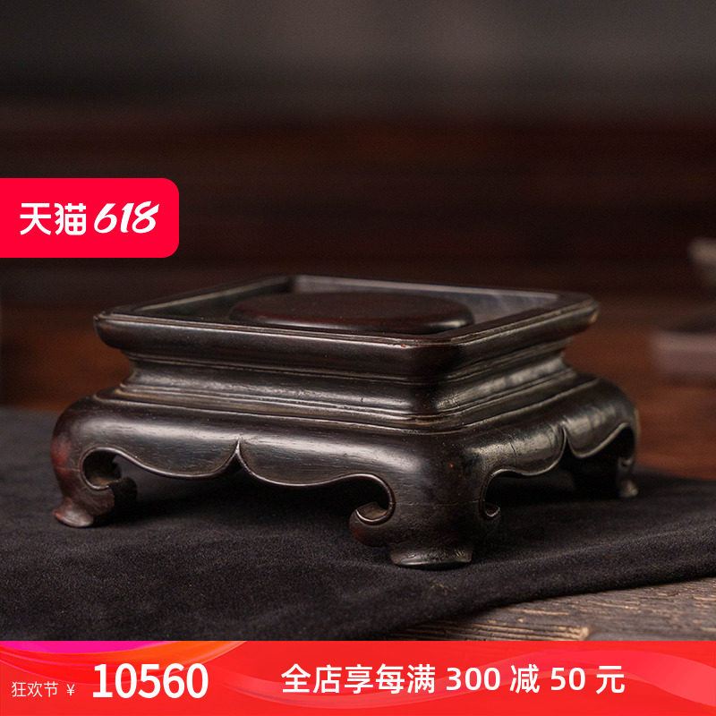清代紫檀整挖壸门方形器座老物件收藏品中式桌面摆件小叶紫檀底座