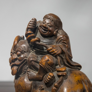 清代 竹雕浏海戏金蟾摆件老物件文玩古董收藏竹制艺术品总是摆件