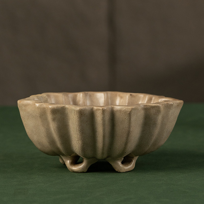 清代 漳州窑米黄釉花口水仙盆老物件文玩古董瓷器收藏花盆摆件