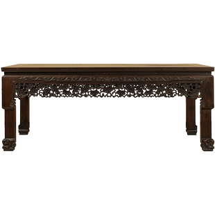 清代红木透雕灵芝纹大画桌明清古典家具收藏老红木实木书桌办公桌