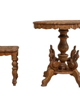 花梨木嵌铜丝花卉纹花口百灵