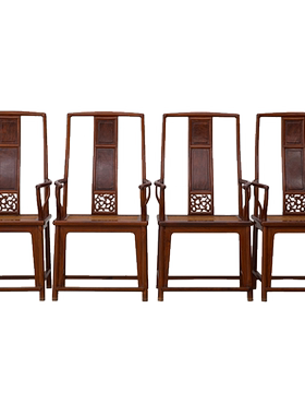 红木镶瘿木三攒靠背南官帽椅