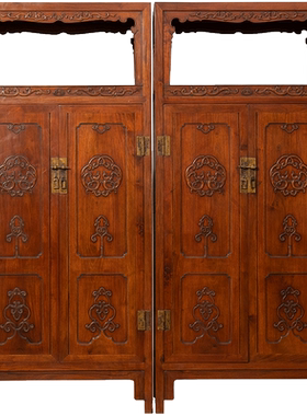 红木浮雕螭龙纹亮格柜