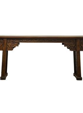 清代红木夹头榫螭龙纹翘头案明清古典老家俱收R藏老红木实木长条