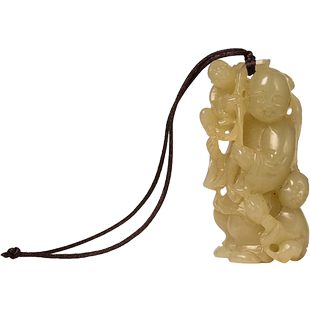 清代和田玉雕童子把件文玩古董玉器收藏真品和田玉雕手把件159.8g