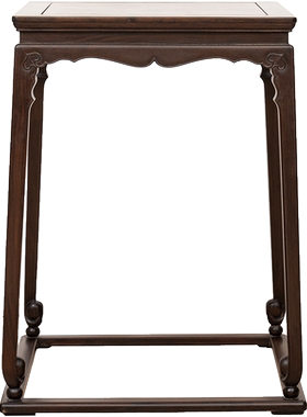 红木镶瘿木面云纹卷球足方香几