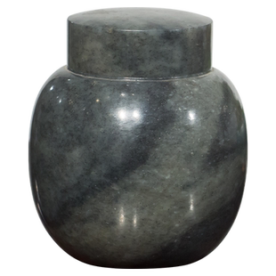 和田玉青花茶仓 天然和田玉雕手把件书房桌面中式玉器茶罐摆件