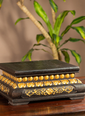 清代金漆莲瓣纹须弥座佛像底座