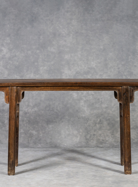 紫檀嵌黄花梨夹头榫刀牙板翘头案