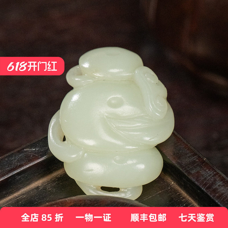 清代玉雕君子握把件老物件古玩玉器收藏真品和田玉雕手把件27.2g