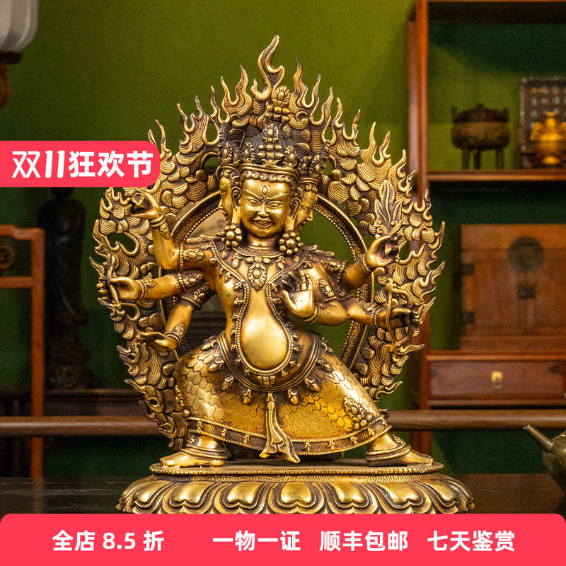 清代铜鎏金叶衣佛母像文玩古董收藏祝福摆件藏传佛像叶衣观音菩萨