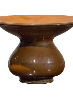 清代 酱釉渣斗老物件收藏品文玩古董瓷器艺术品真品爹斗唾壶摆件