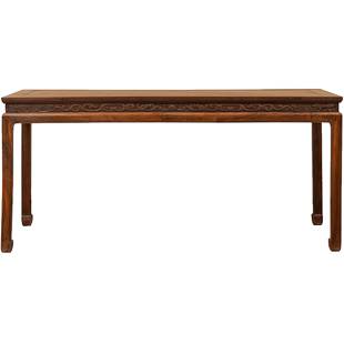 清代 红木高束腰马蹄腿二龙戏珠画桌明清古典家具收藏老红木书桌