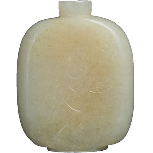 清代和田玉籽料雕童子鼻烟壶文玩玉器收藏天然和田玉雕把件 43.6g