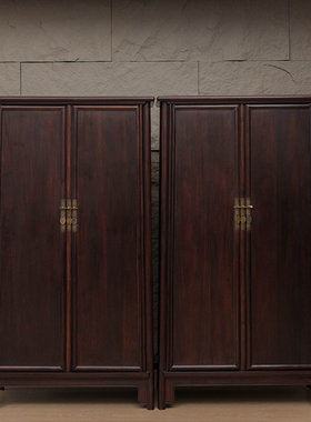 二十世纪红木圆角柜（一对）中式古典家具收藏真品红木柜子面条柜