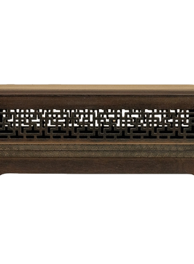 紫檀嵌银丝透雕万字纹盖盒