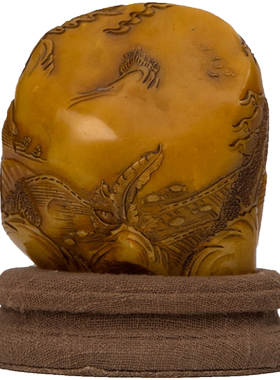 田黄石雕山水人物文房印章