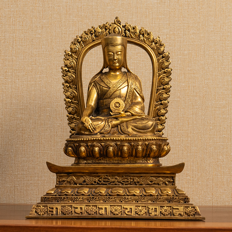 清代铜鎏金萨迦五祖八思巴像文玩古董收藏藏传佛像家用祝福摆件