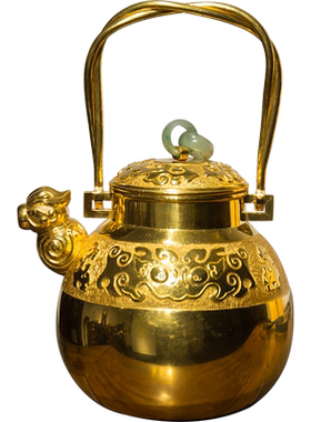 领导竹影兽口饕餮纹长辈金壶