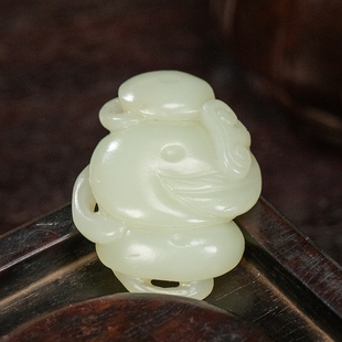 清代玉雕君子握把件老物件古玩玉器收藏真品和田玉雕手把件27.2g