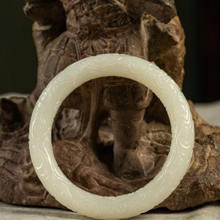 玉雕云纹手镯圈口：56mm 玉器收藏真品首饰和田玉籽料手镯