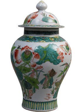 清代五彩一路连科将军罐