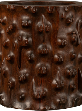 清代红木雕树瘤大笔海