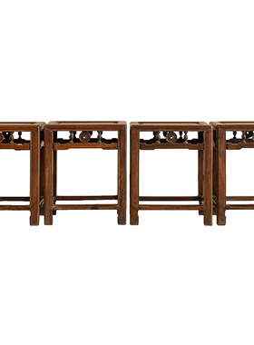 清代红木铜钱工方凳（一堂）明清古典家具古董收藏中式老红木方凳