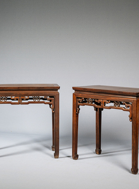 红木束腰马蹄腿拐子纹半桌