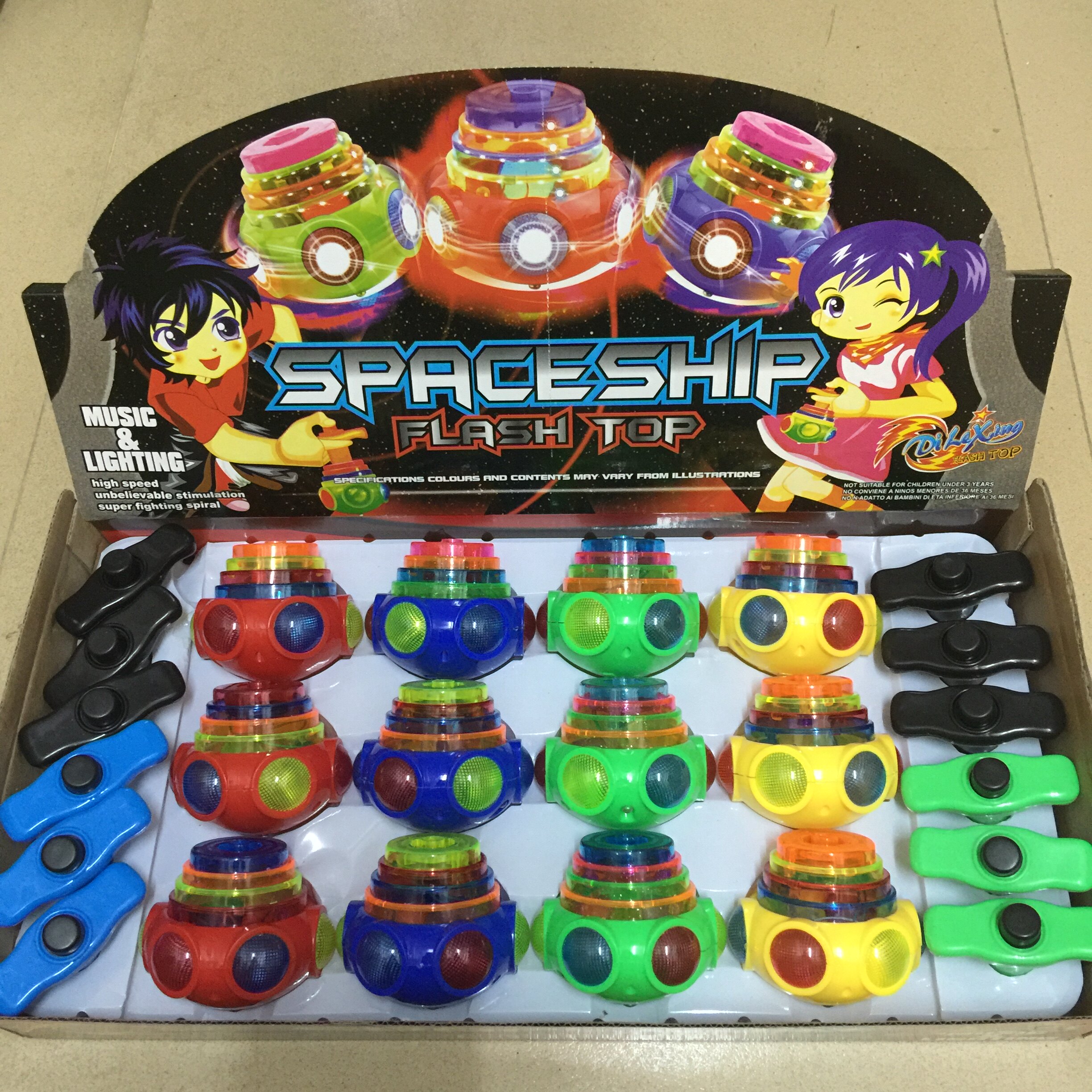 新款太空闪光陀螺 ufo红色蓝色黄色发光音乐七彩音乐陀螺儿童玩具