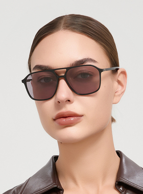 Hickmann个性潮流大框双梁板材太阳镜女简约百搭造型墨镜