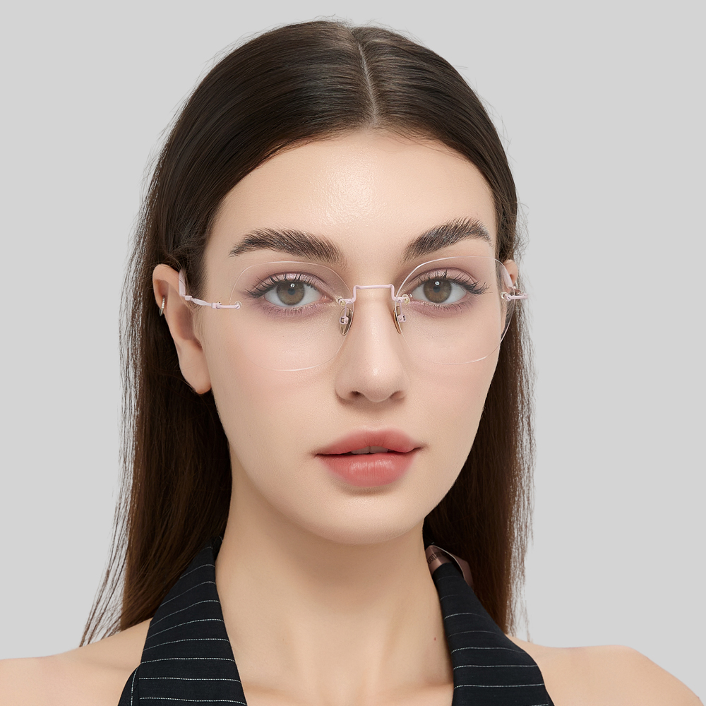 Hickmann精致无框纯钛眼镜优雅时尚潮流高智感无边框镜架女