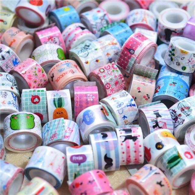 韩国款文具可爱彩色创意DIY装饰胶纸手工迷你花胶条胶带80个包邮