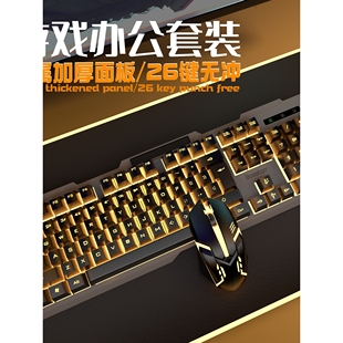 电竞办公台式 双飞蛇机械手感键盘有线游戏鼠标套装 电脑键鼠USB外