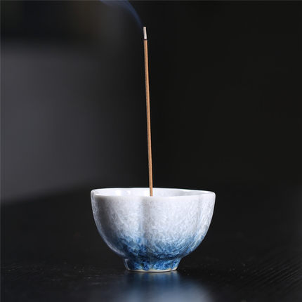 陶瓷结晶釉线香炉线香托盘香座香插立香器茶室办公香道摆件熏香座