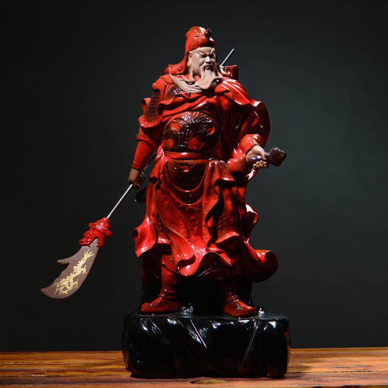 陶瓷武财神关公人物大摆件乔迁开工业陶瓷