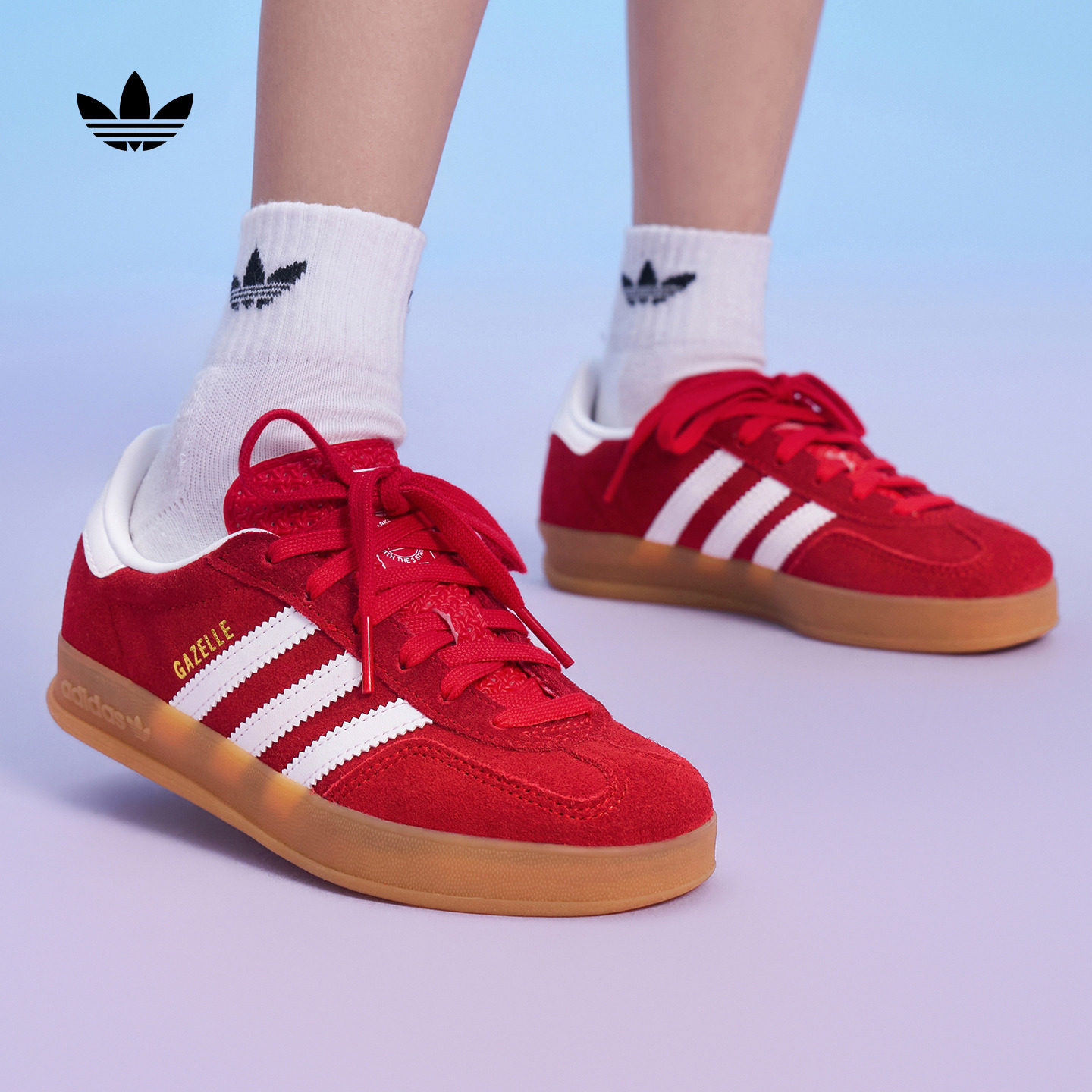 男女小童 T头鞋 GAZELLE INDOOR板鞋德训鞋adidas阿迪达斯三叶草